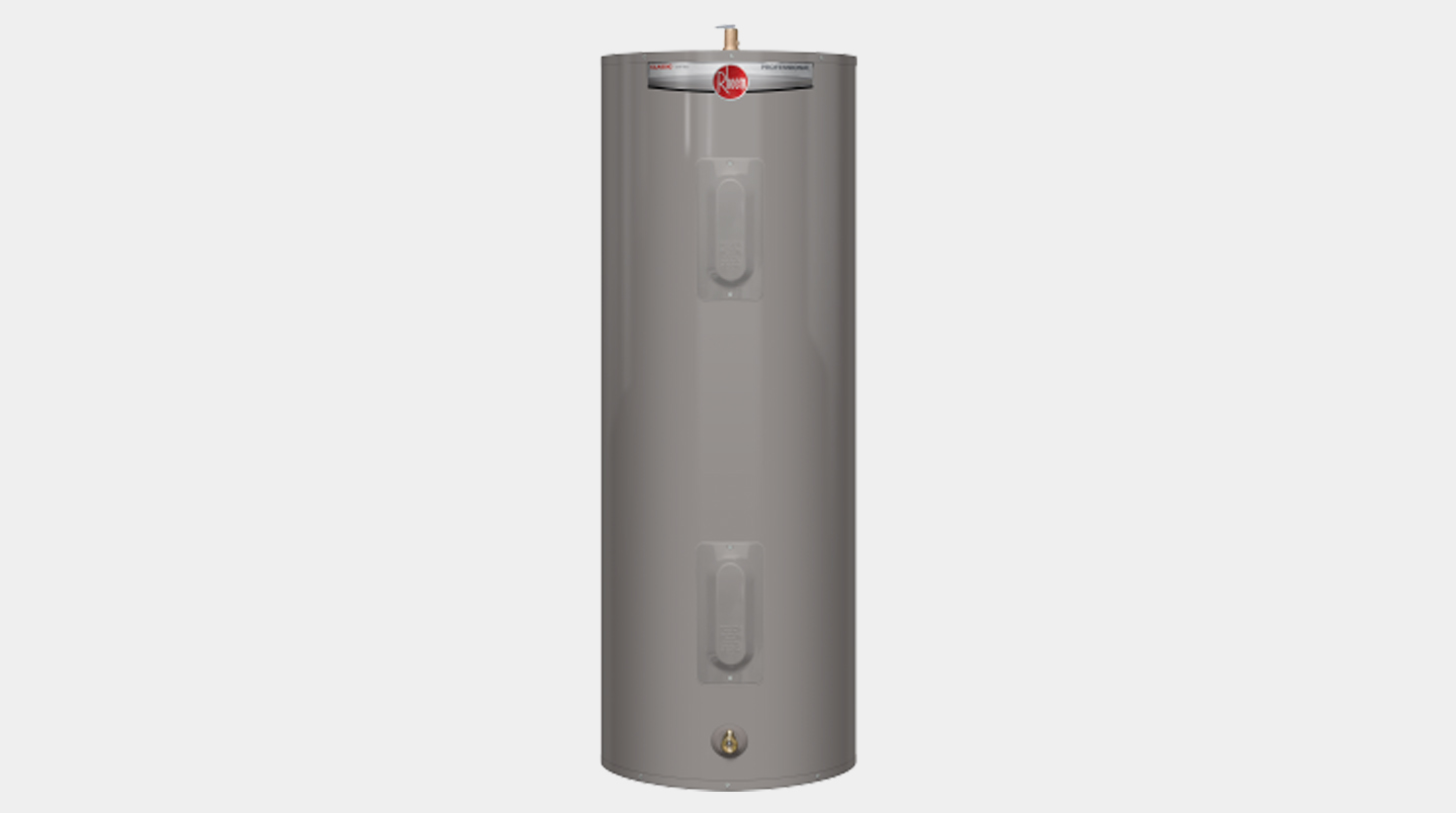 An electric hot water heater.
