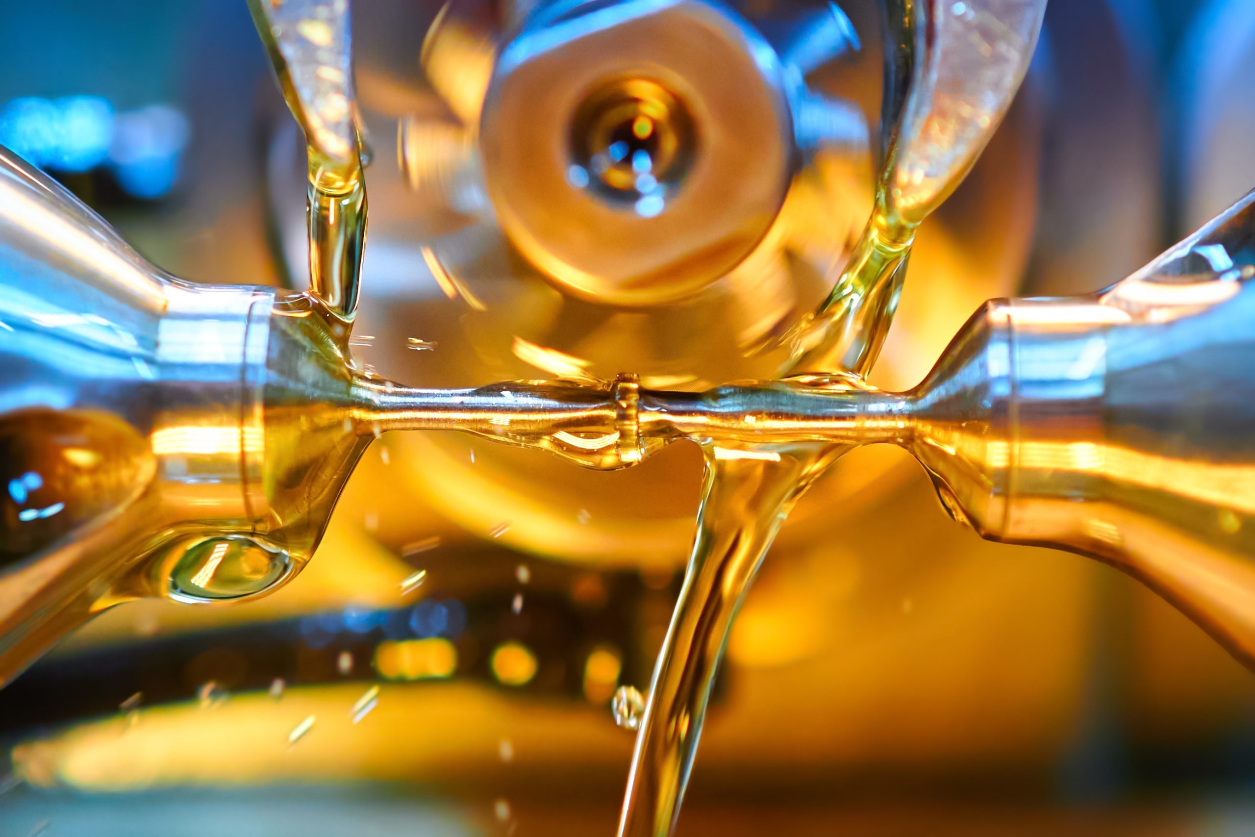 Closeup of gears and lubrication.