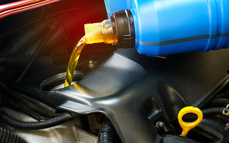 Closeup of lubricants refilling machinery.